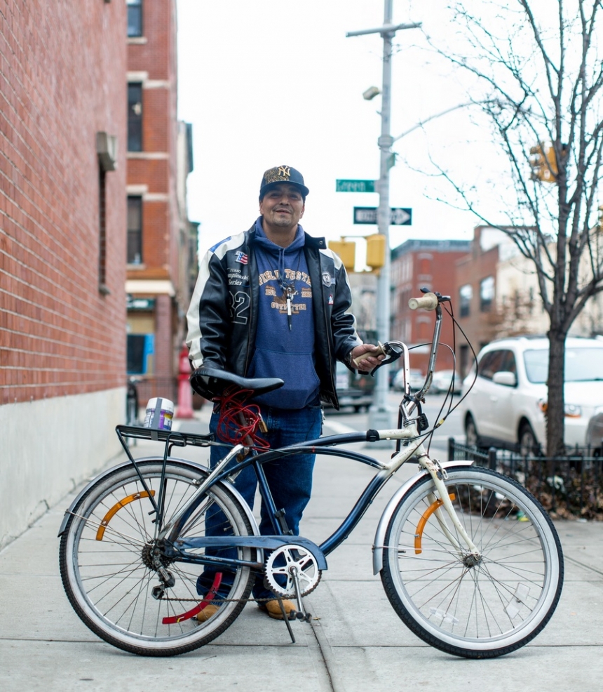 steve construction worker cyclist bike commuter greenpoint new york city